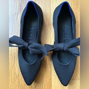 Rothy’s Mary Jane The Point Bow Tie Flats In Black Size 7.5
